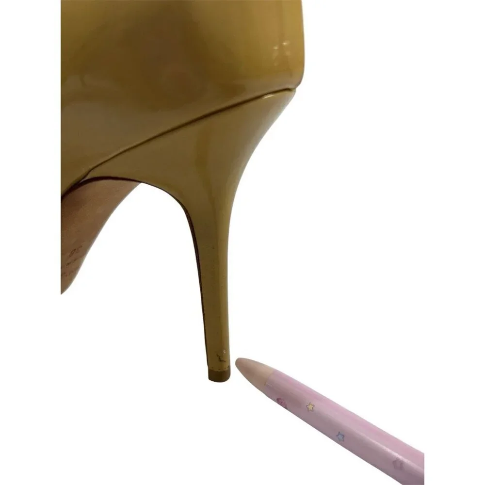 Jimmy Choo Women’s Yellow Patent Leather Peep Toe Platform Heels Size 38/ 8
